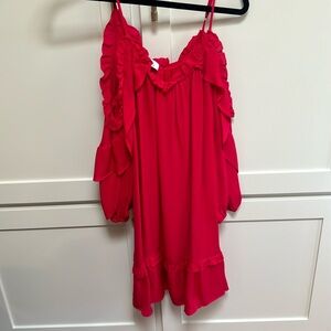 100% silk bright pink dress